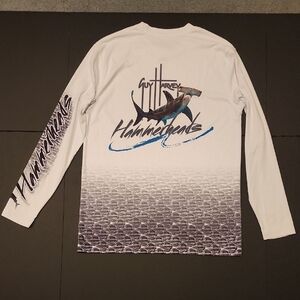 Guy Harvey White and Blue Hammerhead Long Sleeve Tee